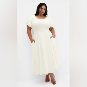City Chic Lillian Midi Dress - butter